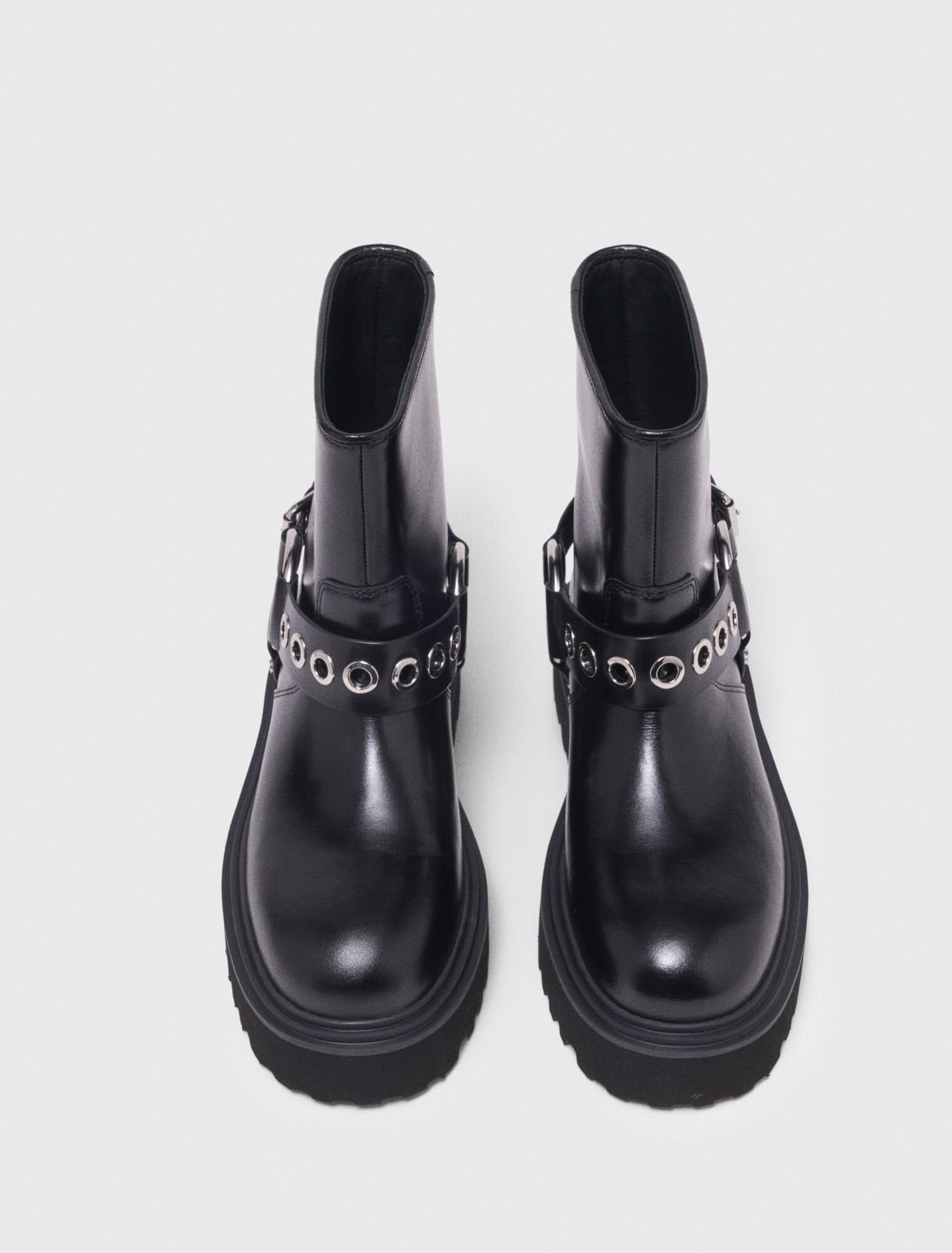 Leather biker boot