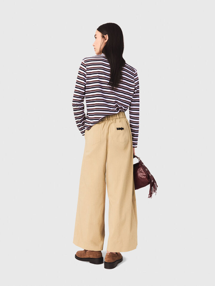 Wide-leg cotton trousers