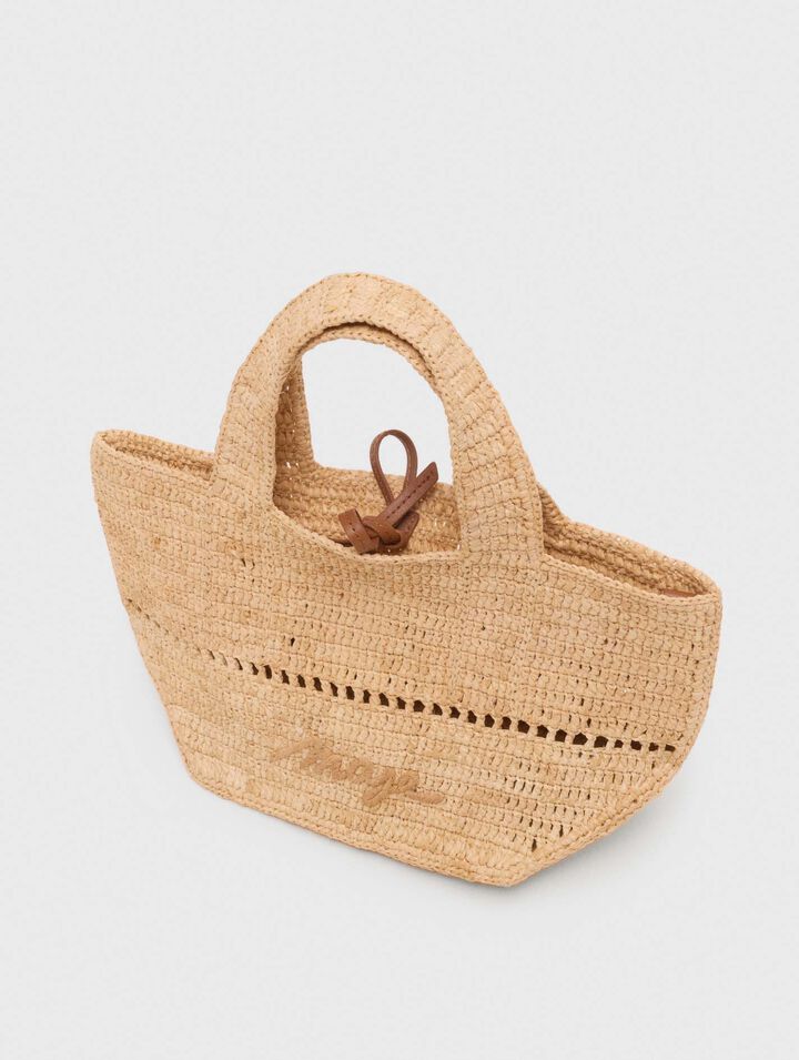 Natural raffia mini shopping bag
