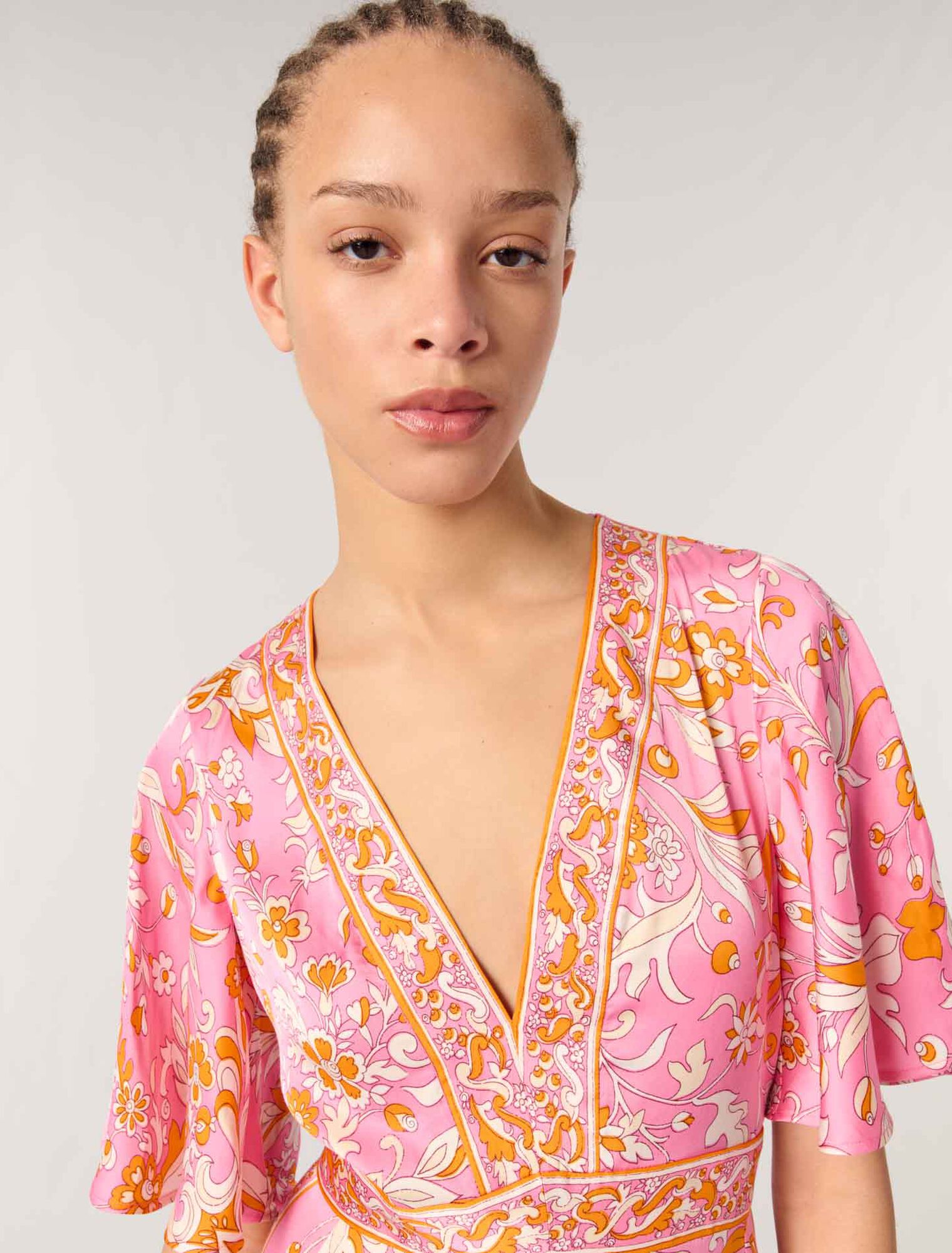 Patterned flowing maxi dress