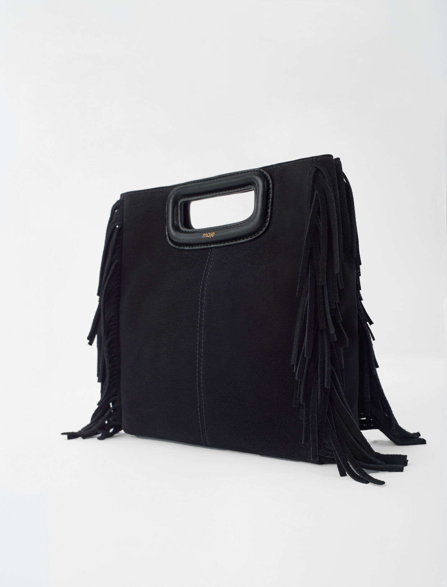 Fringed M bag in suede Maje