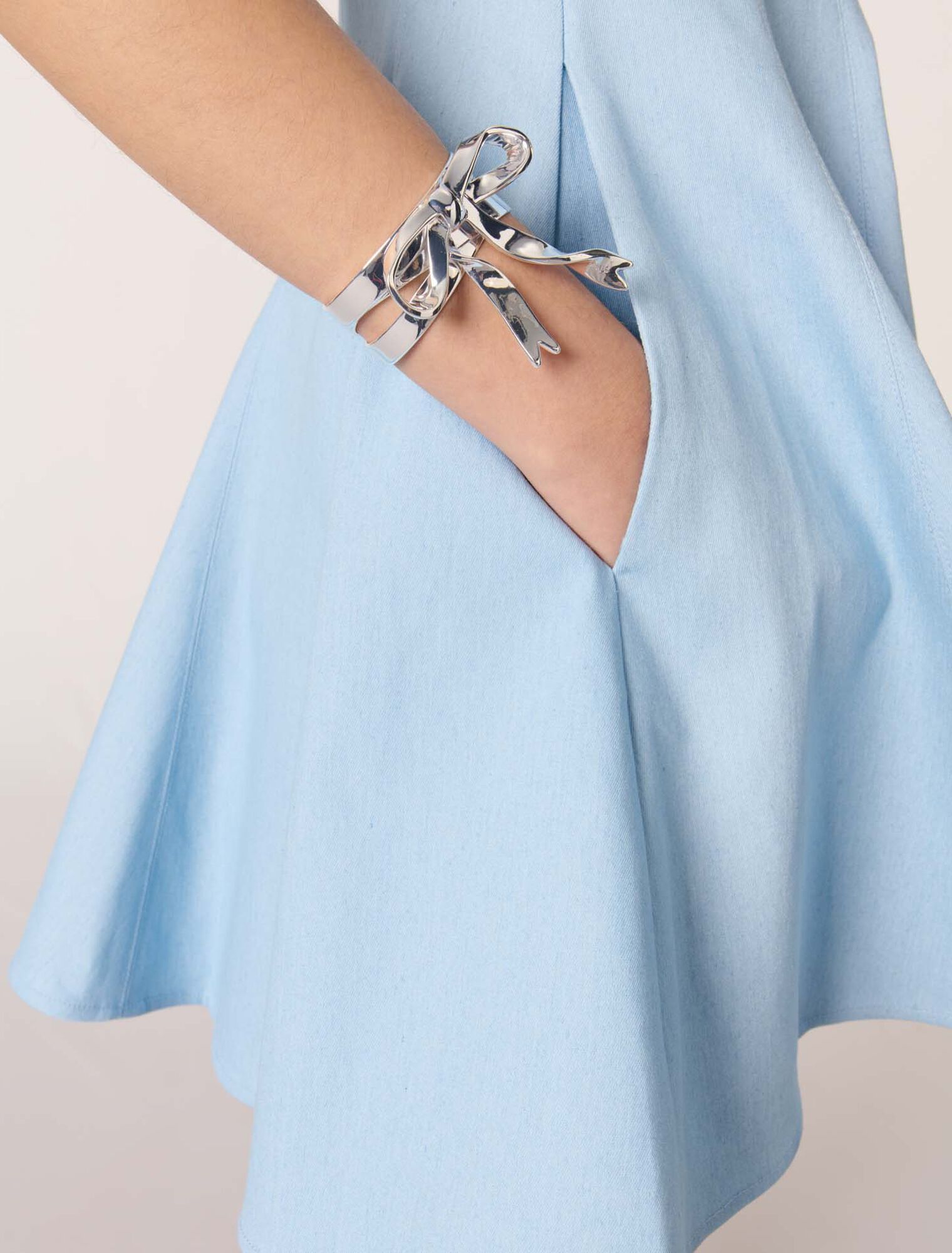 Silver bow cuff