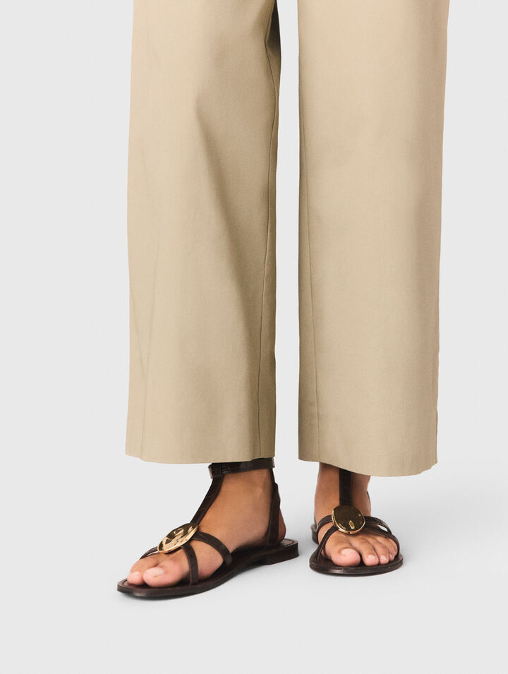 Flat leather strap sandals