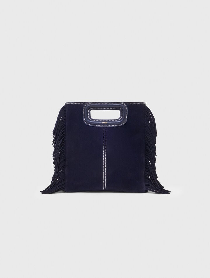 Topstitched suede M bag