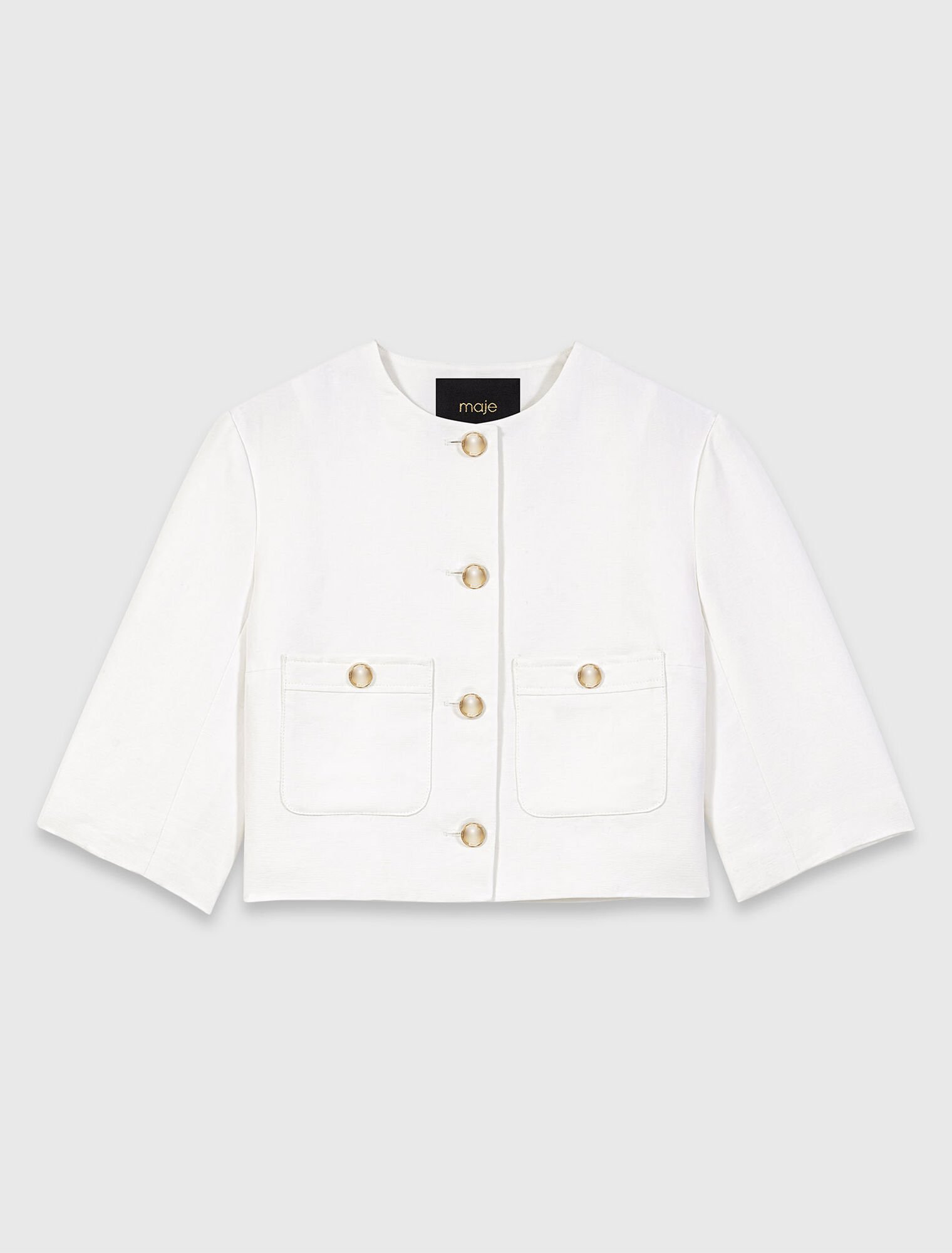 Short linen blend jacket
