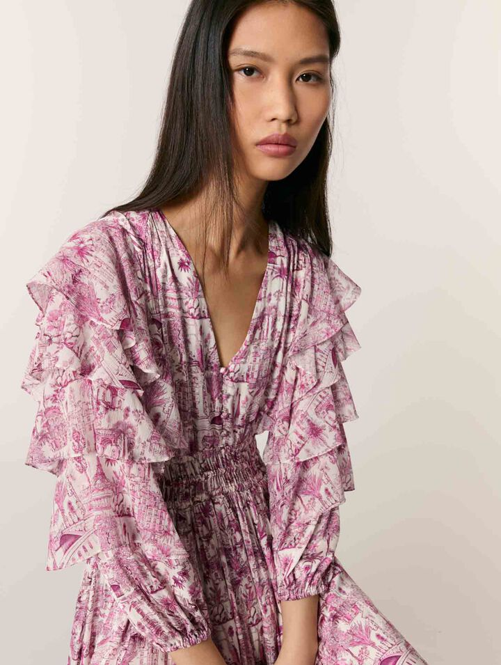 Patterned ruffled dress