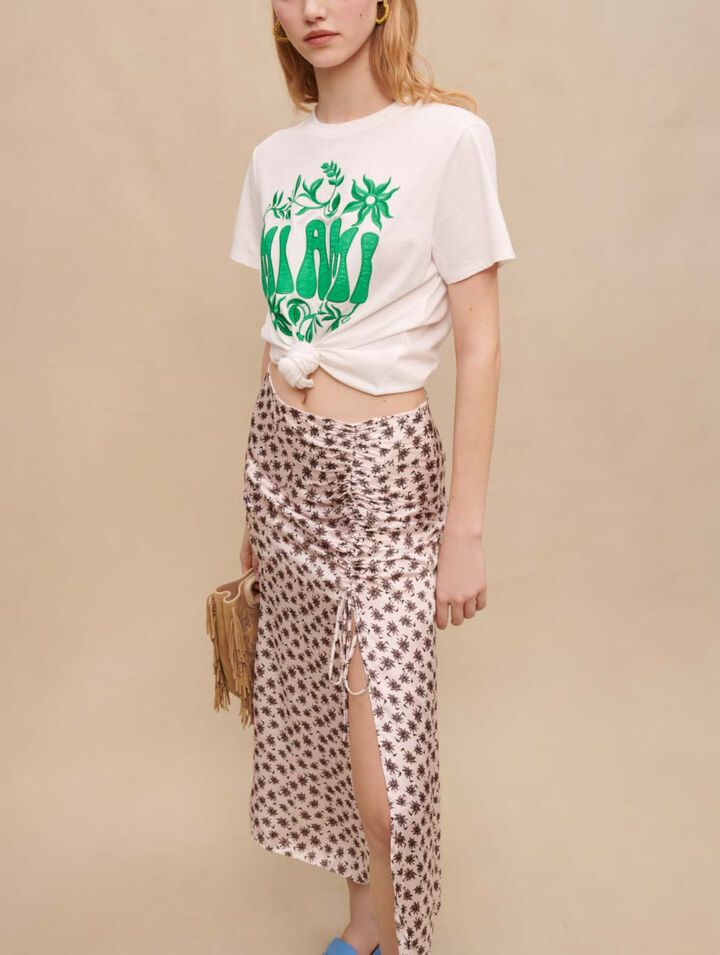 Slit midi skirt