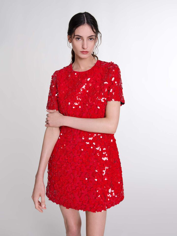 Short sequinned floral dress