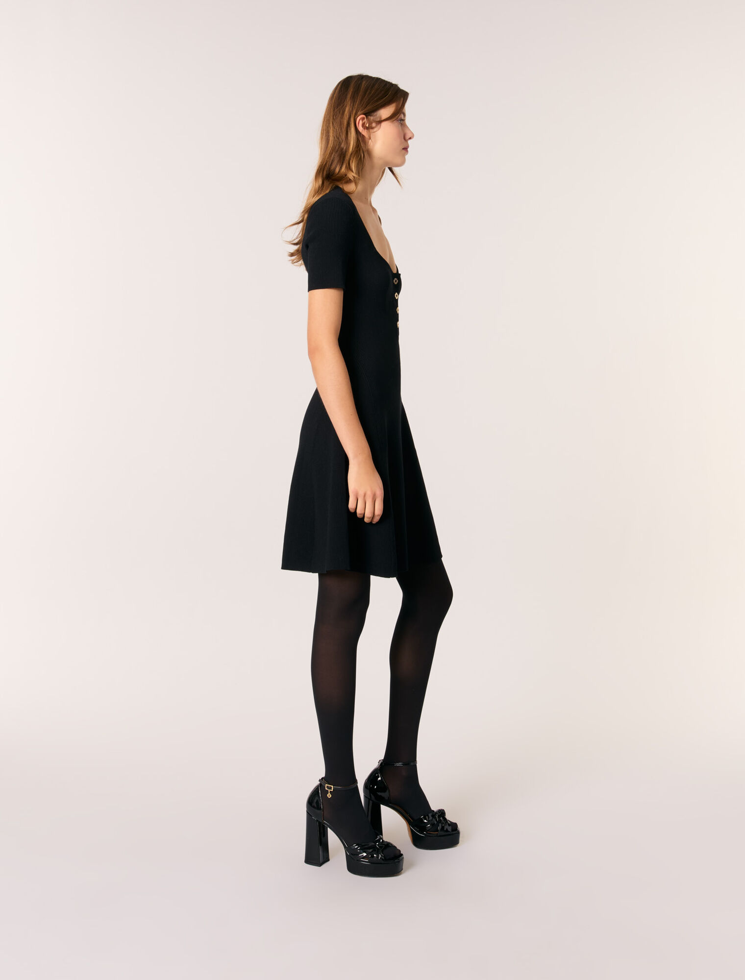 Rib knit short dress