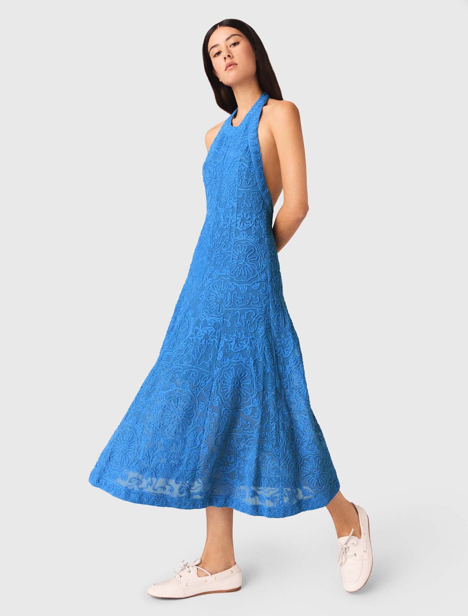 Backless guipure maxi dress