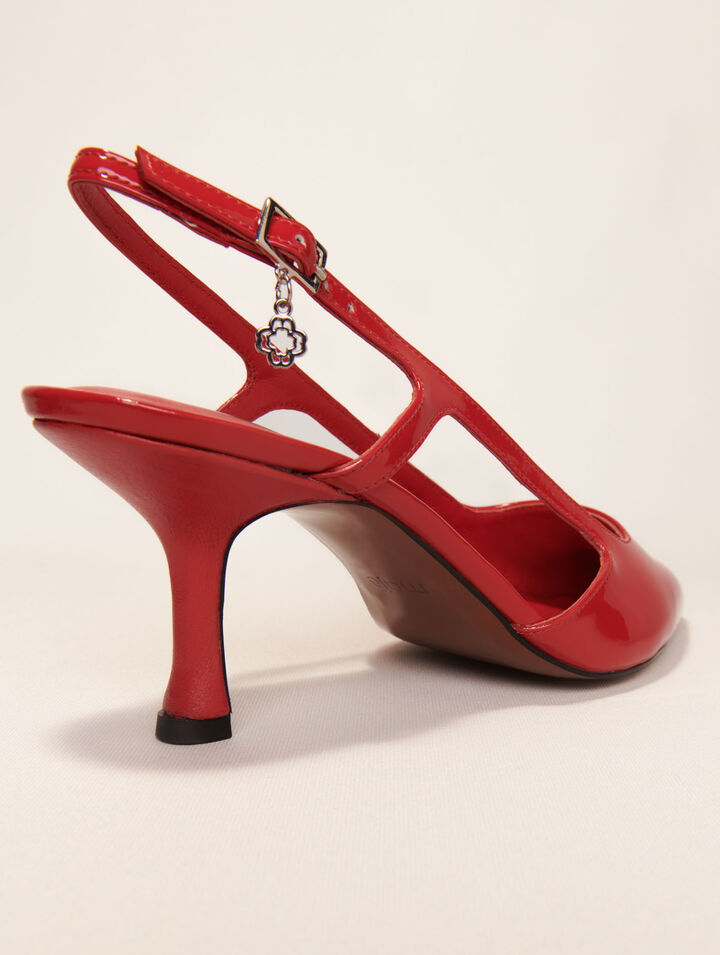 Patent leather slingback pumps