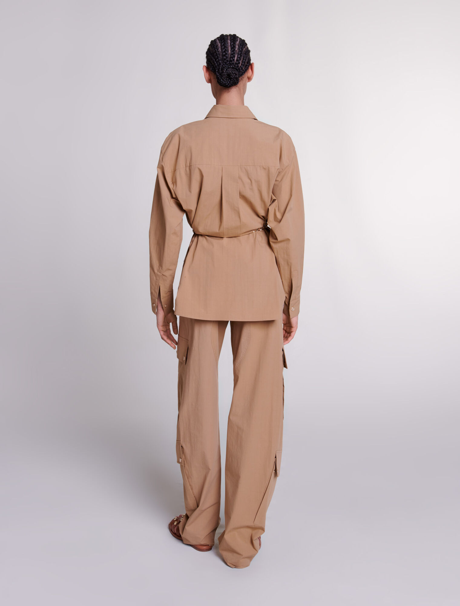 Belted long shirt