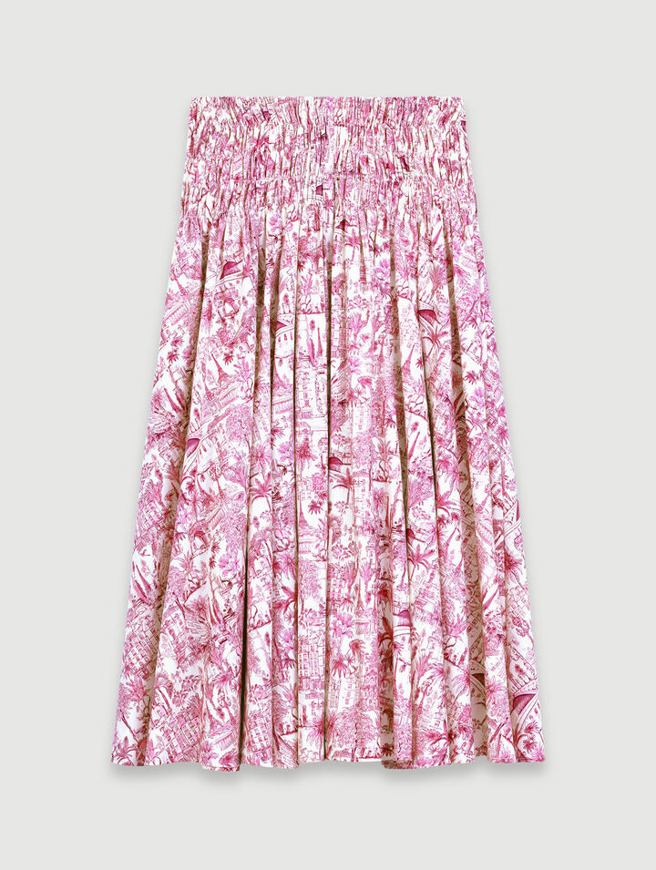 Elasticated smocked-waist skirt 
