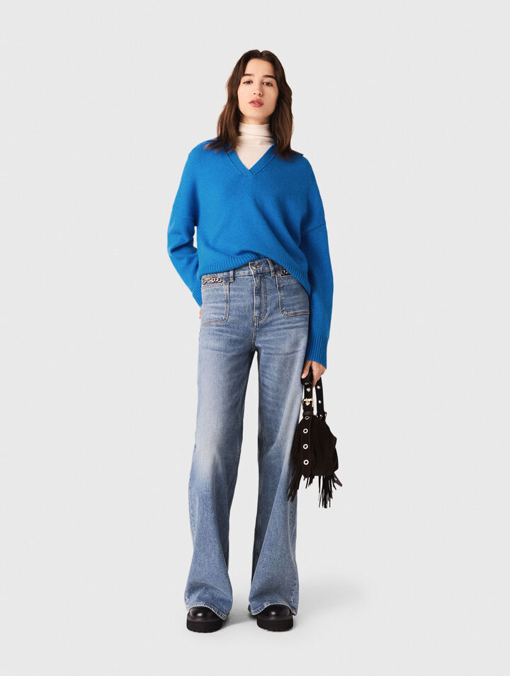 Open polo collar cardigan