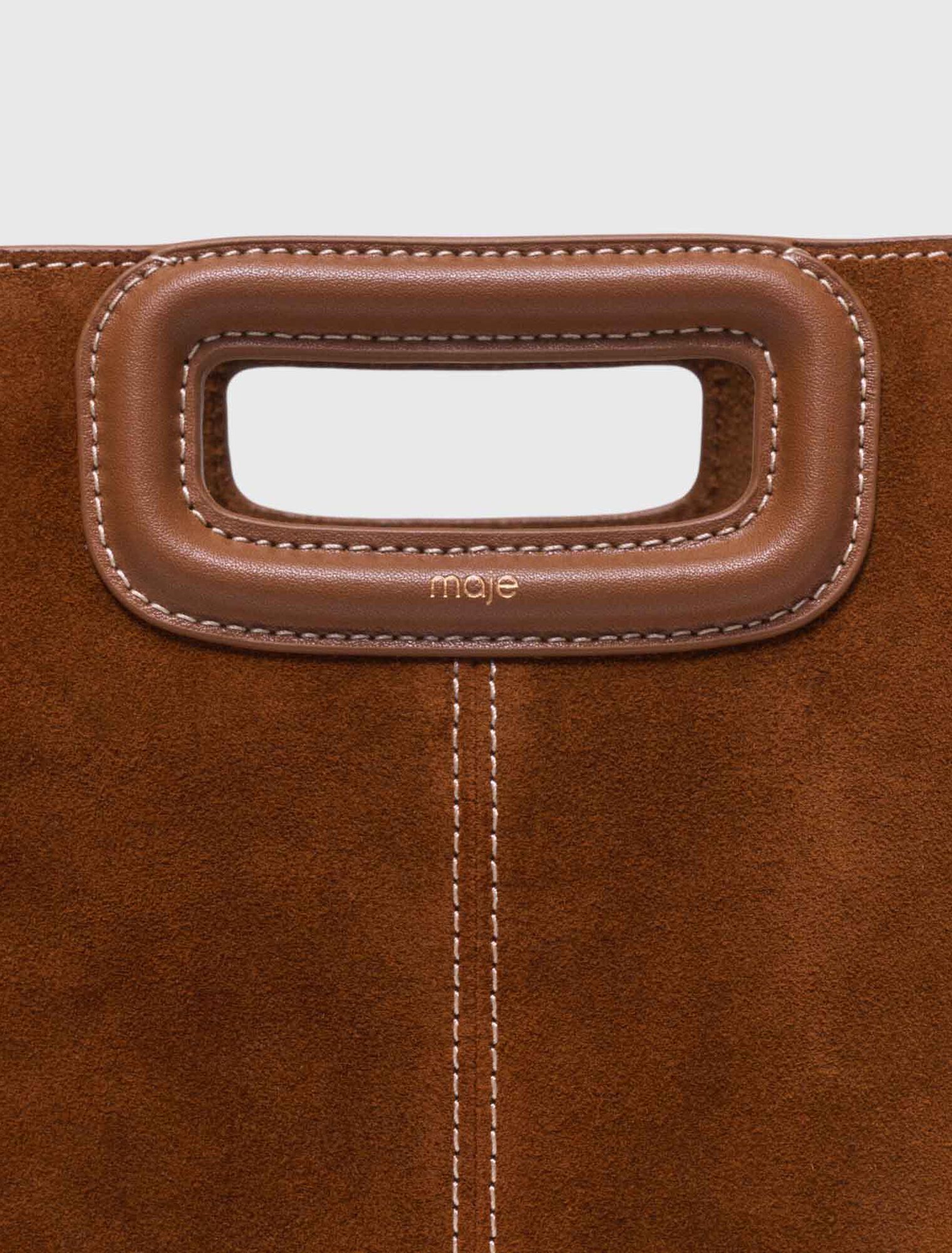 Topstitched suede M bag