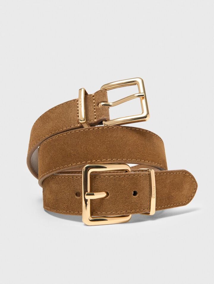 Double buckle suede belt