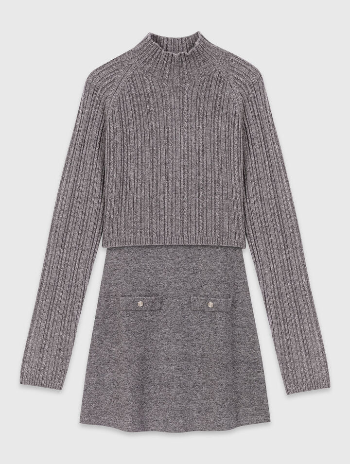 Knit dress with removable jumper