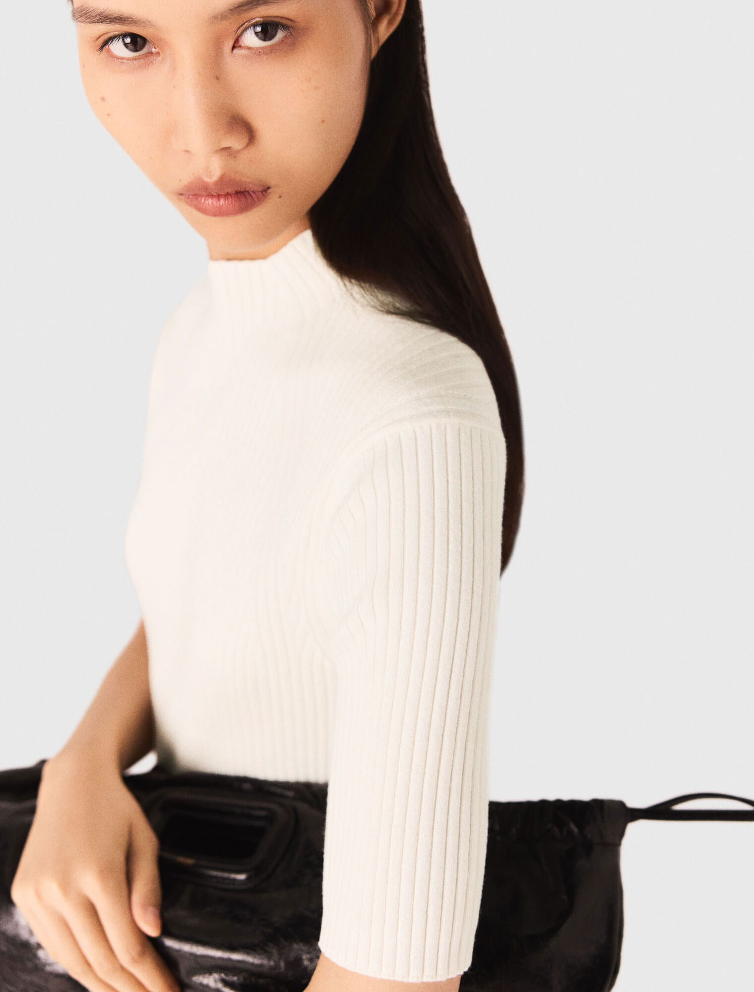 Cotton and silk ribbed top