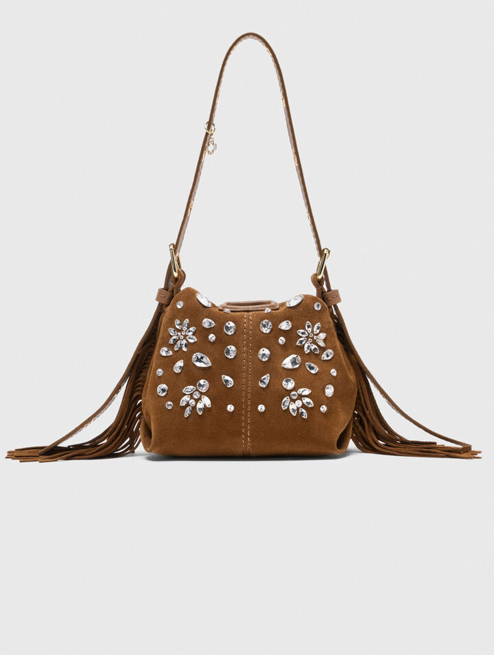 Miss M micro suede bag with rhinestones
