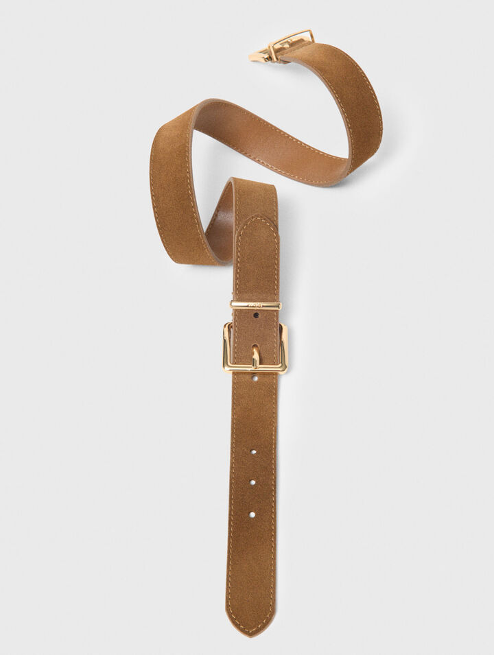 Double buckle suede belt