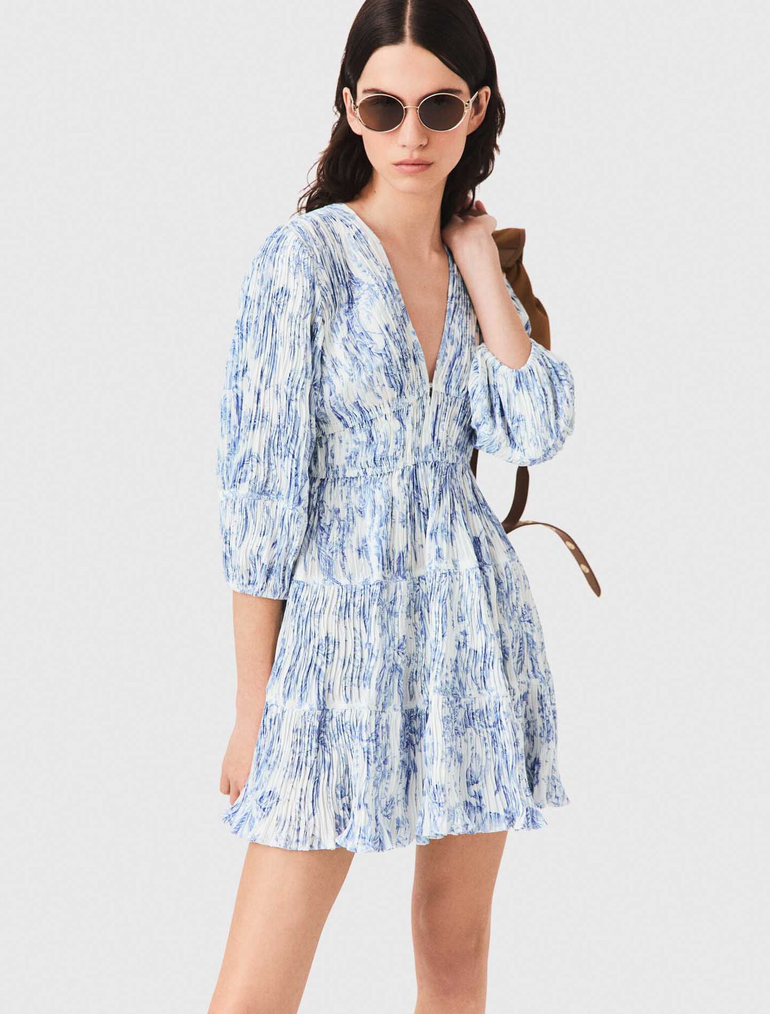 Patterned pleated dress