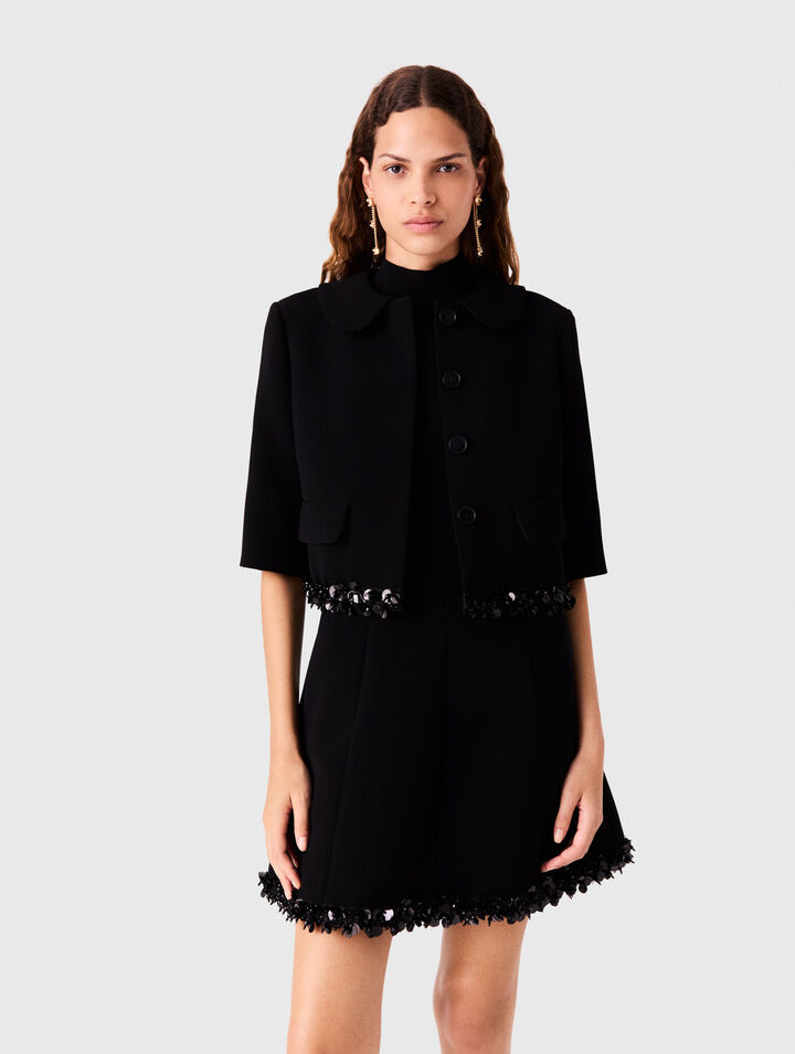 Short crepe jacket with pearls