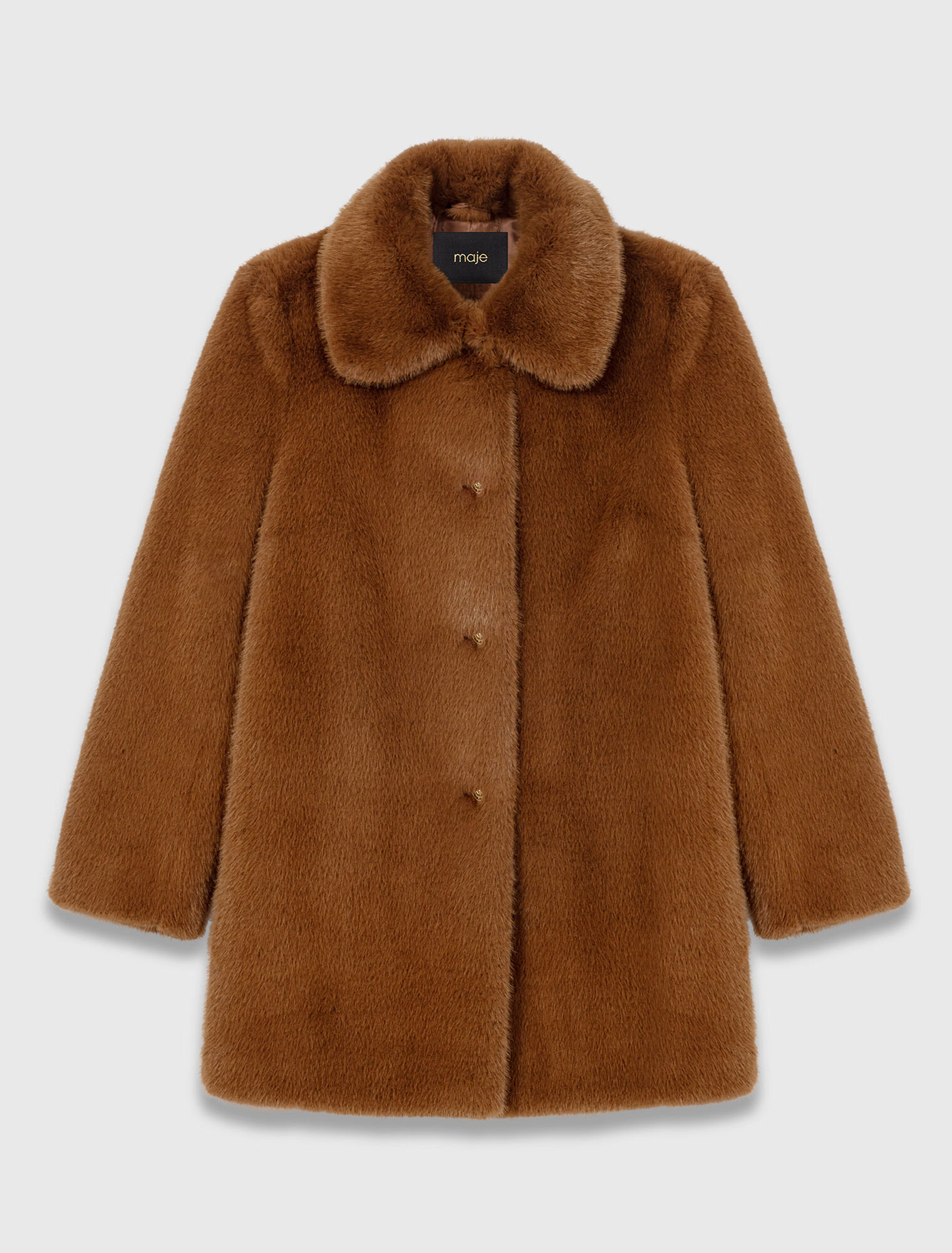 Mid-length faux fur coat