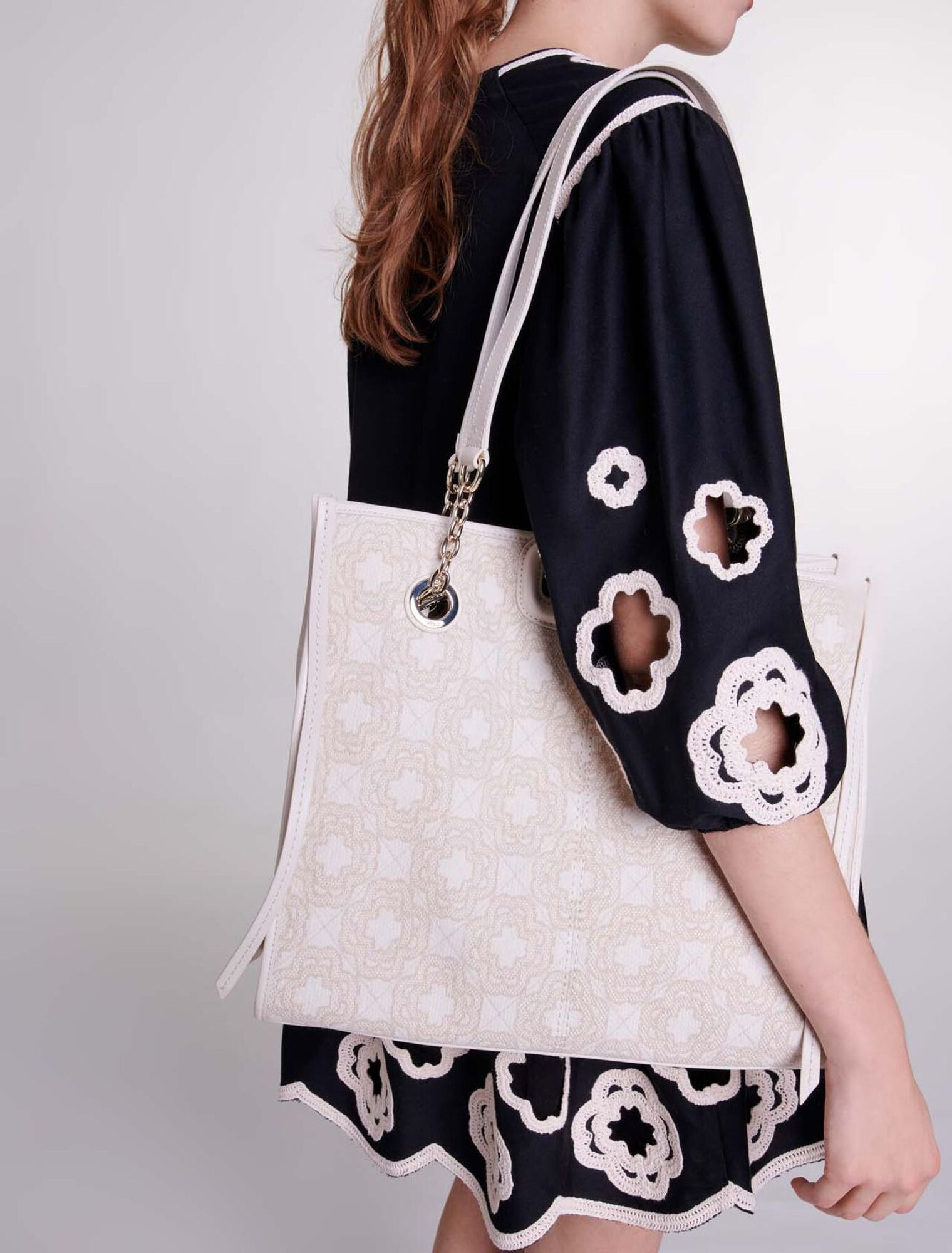 Clover print canvas shopping bag