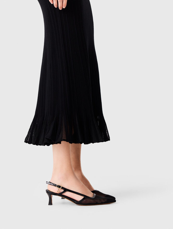 Leather and mesh slingbacks