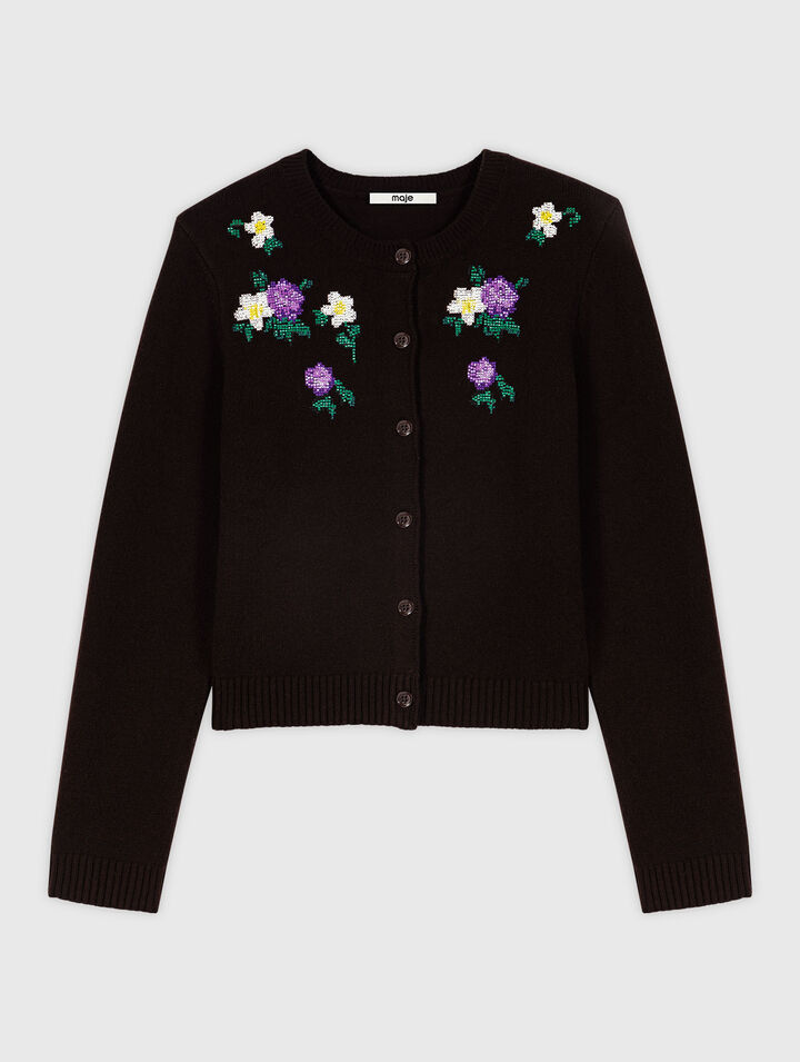 Cardigan with floral embroidery