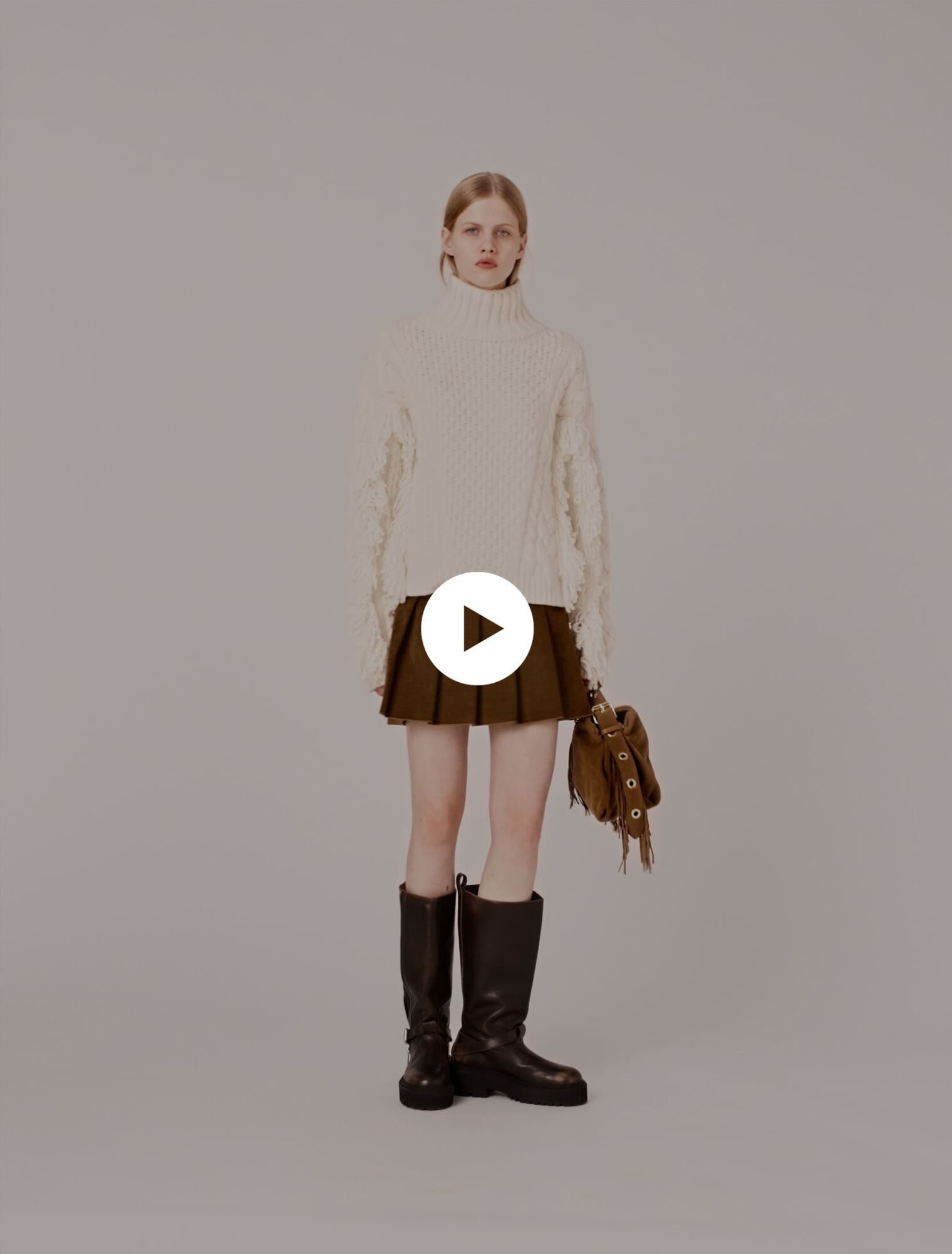 Wool-blend jumper with fringes