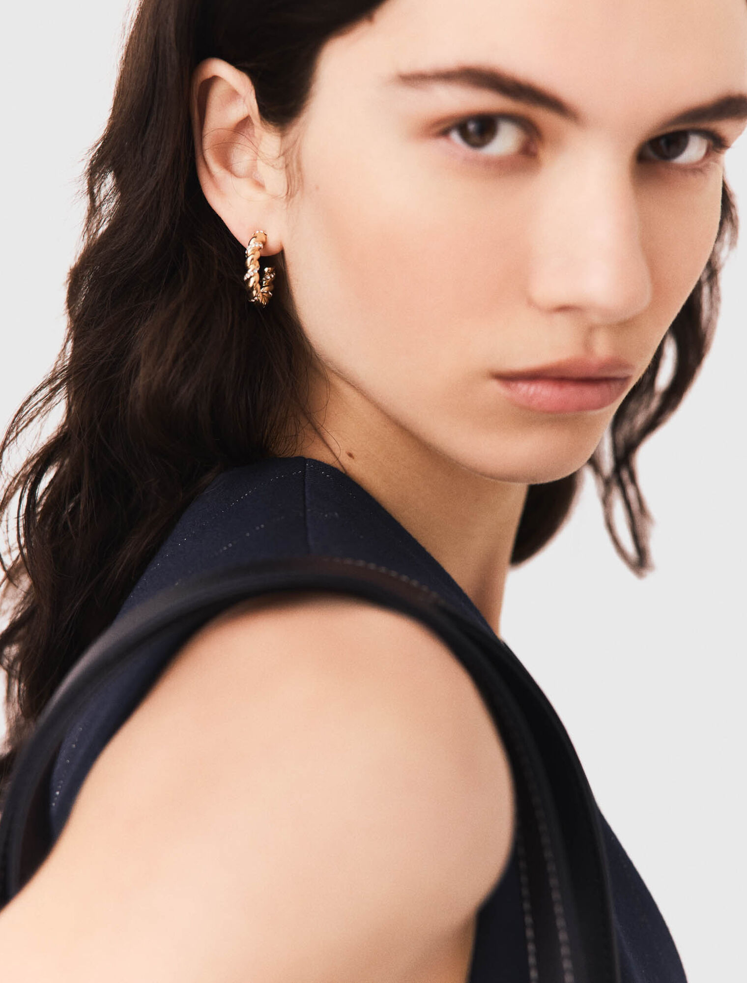 Twisted rhinestone hoop earrings