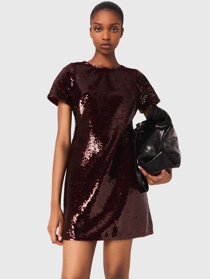 Embroidered sequin short dress
