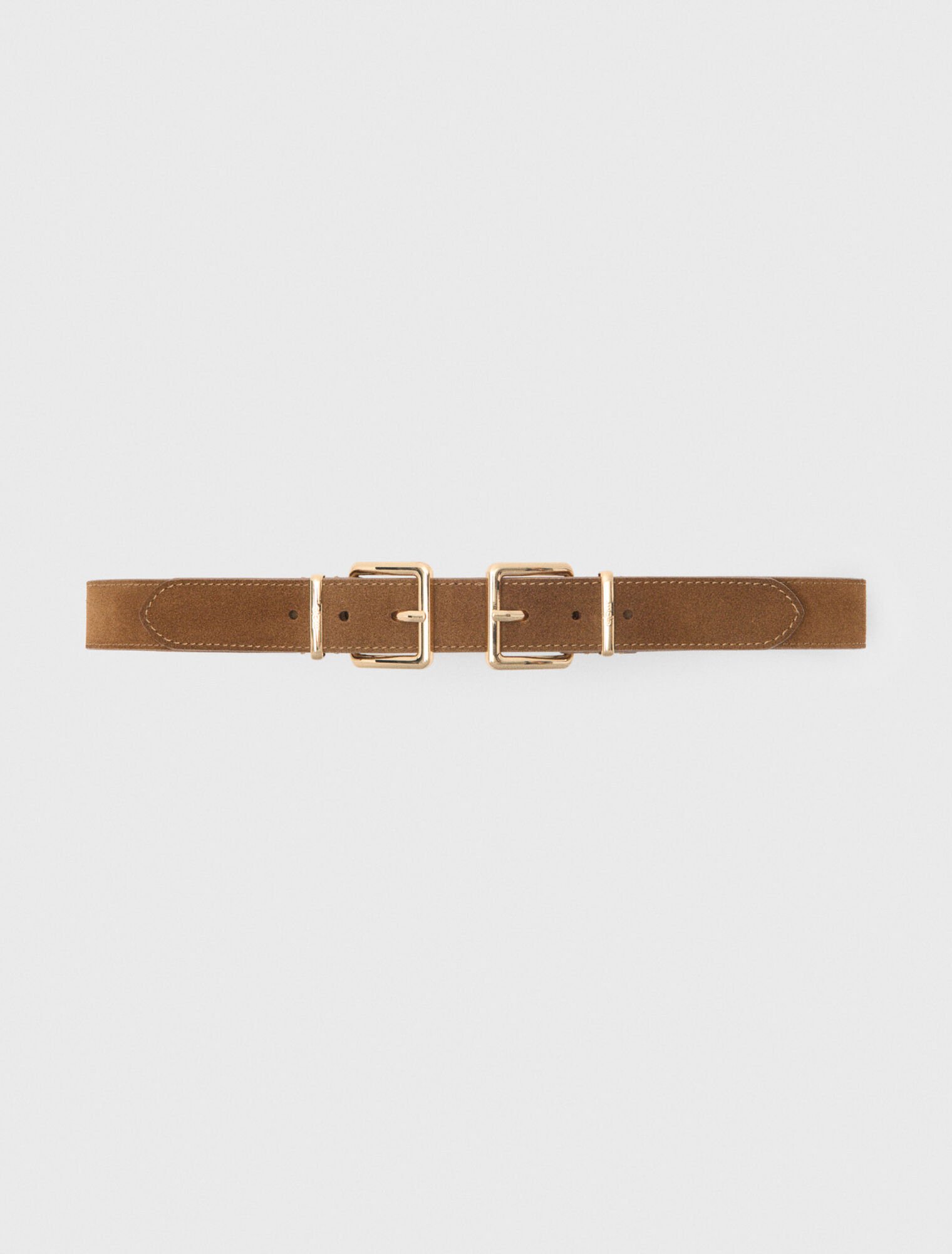 Double buckle suede belt