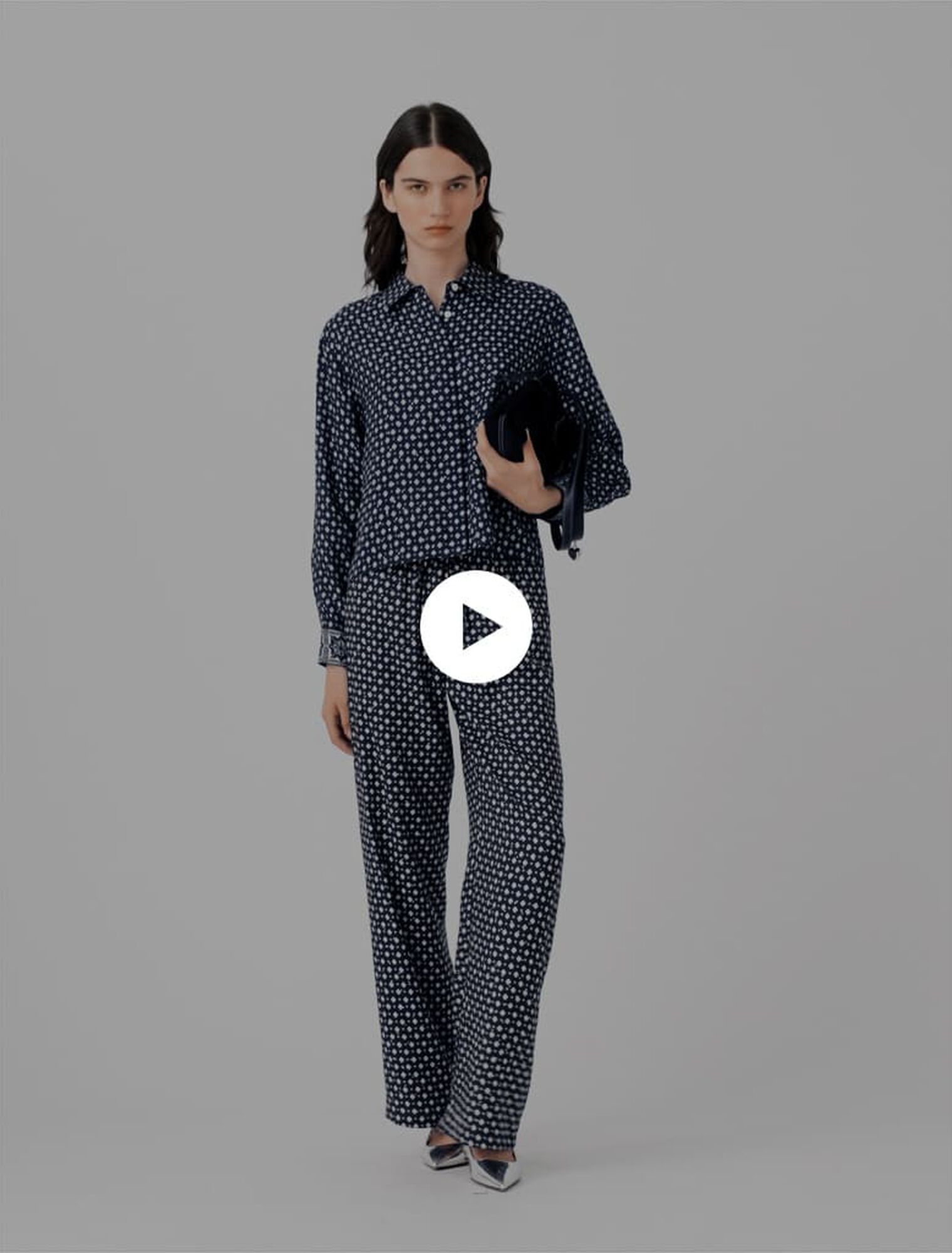Patterned rhinestone trousers