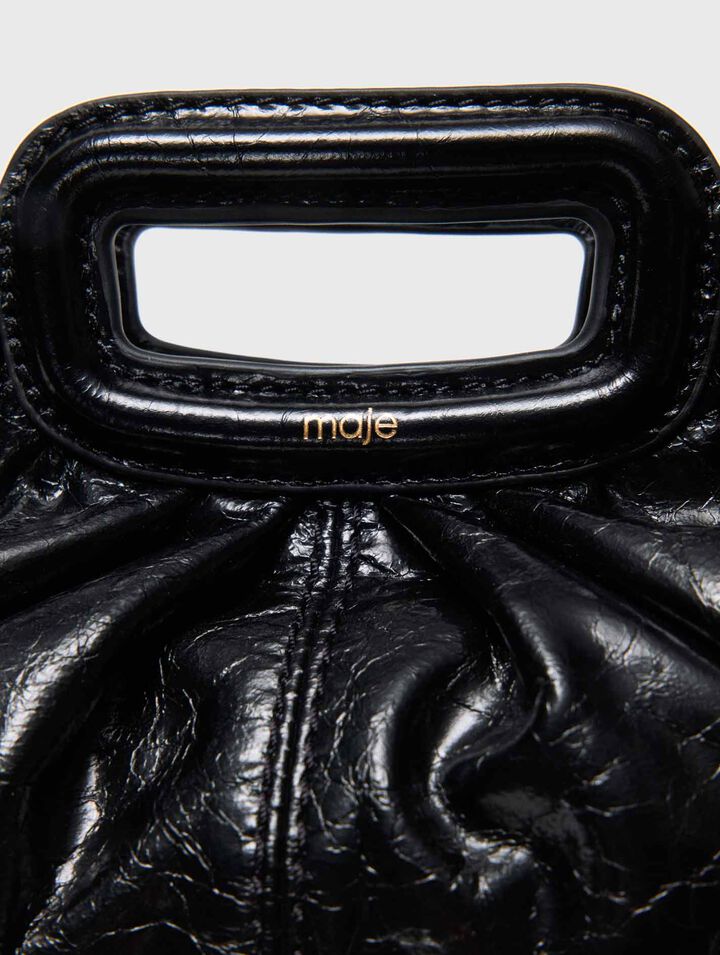 Mini crackled leather clutch