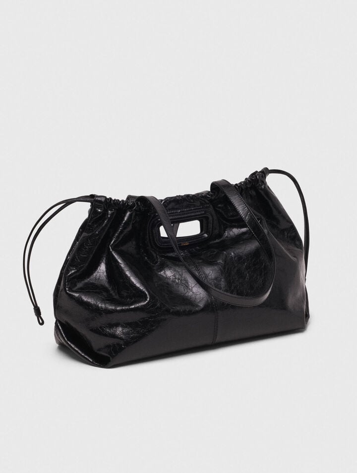 Crackled leather M Tote bag