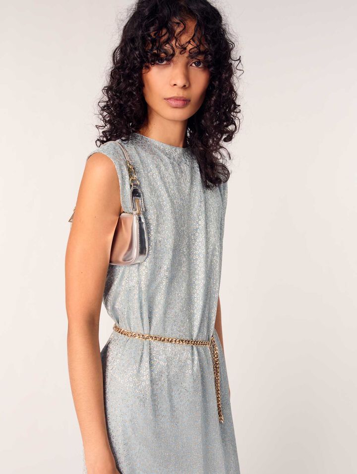 Lurex cape maxi dress