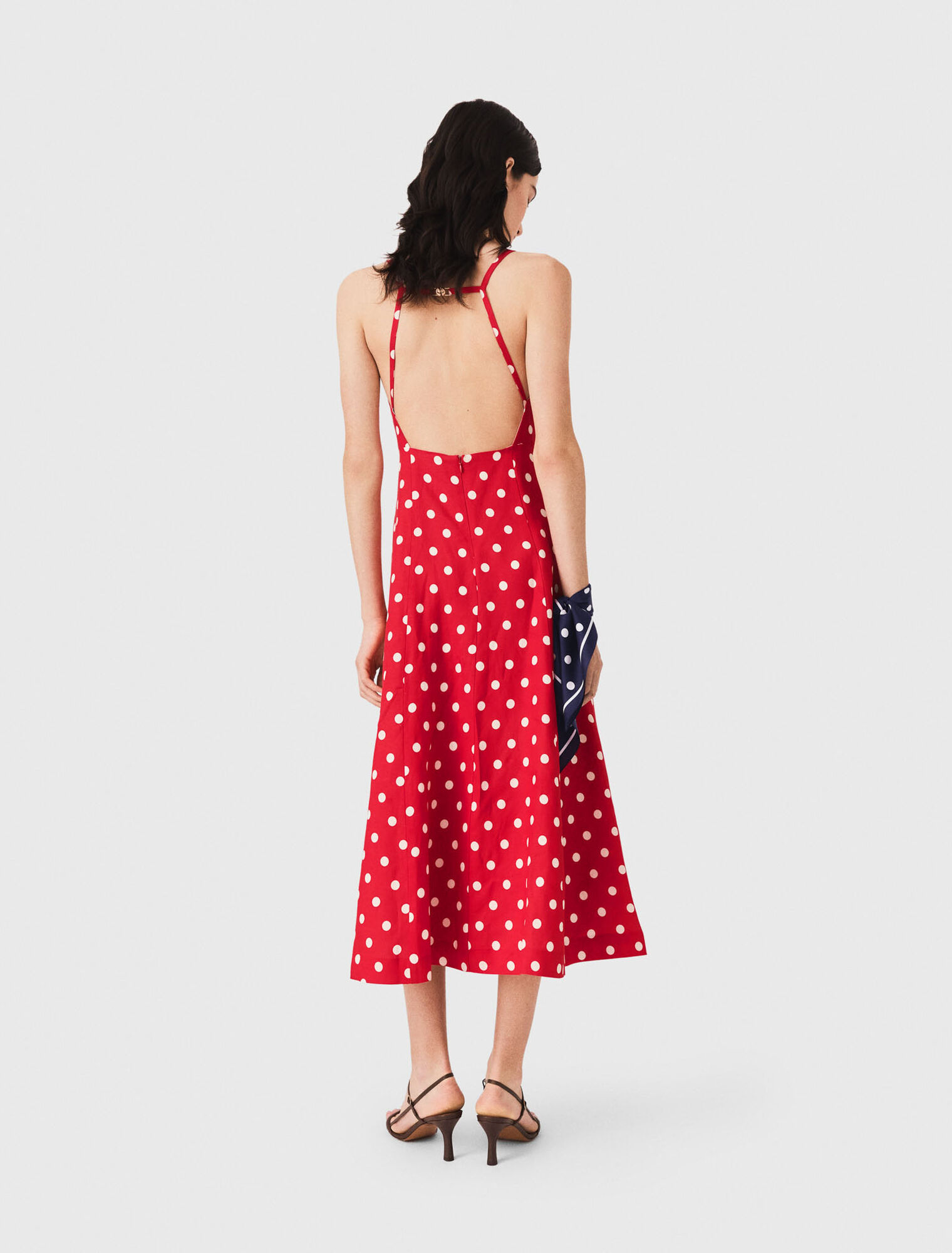 Backless linen-blend maxi dress