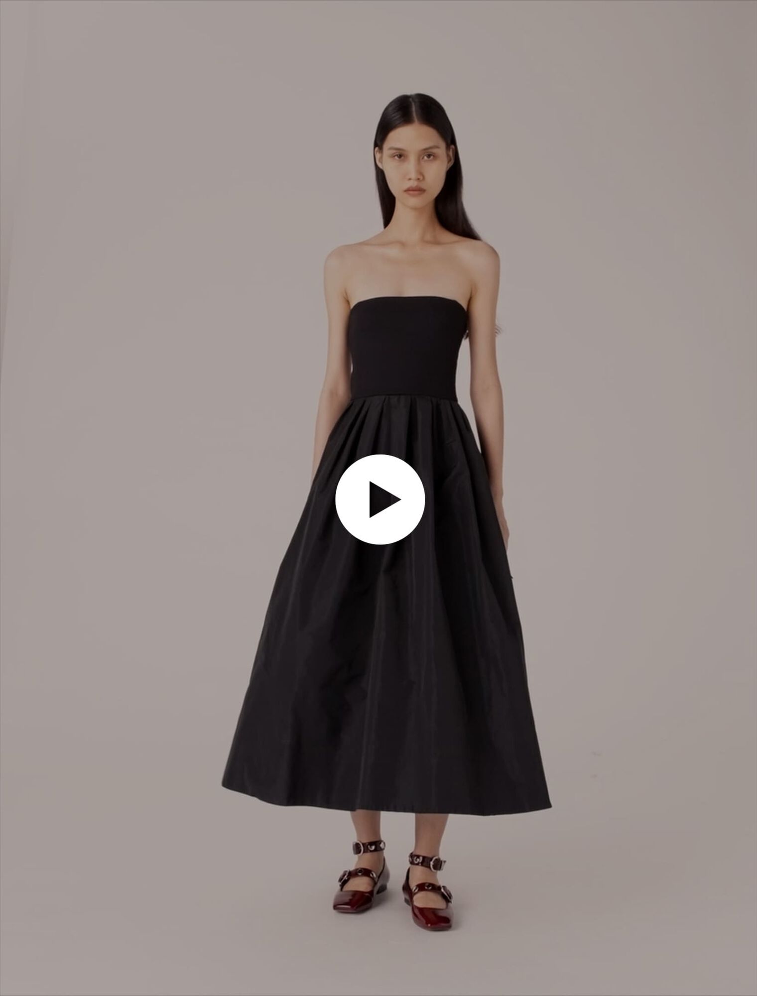 Strapless mesh and taffeta dress
