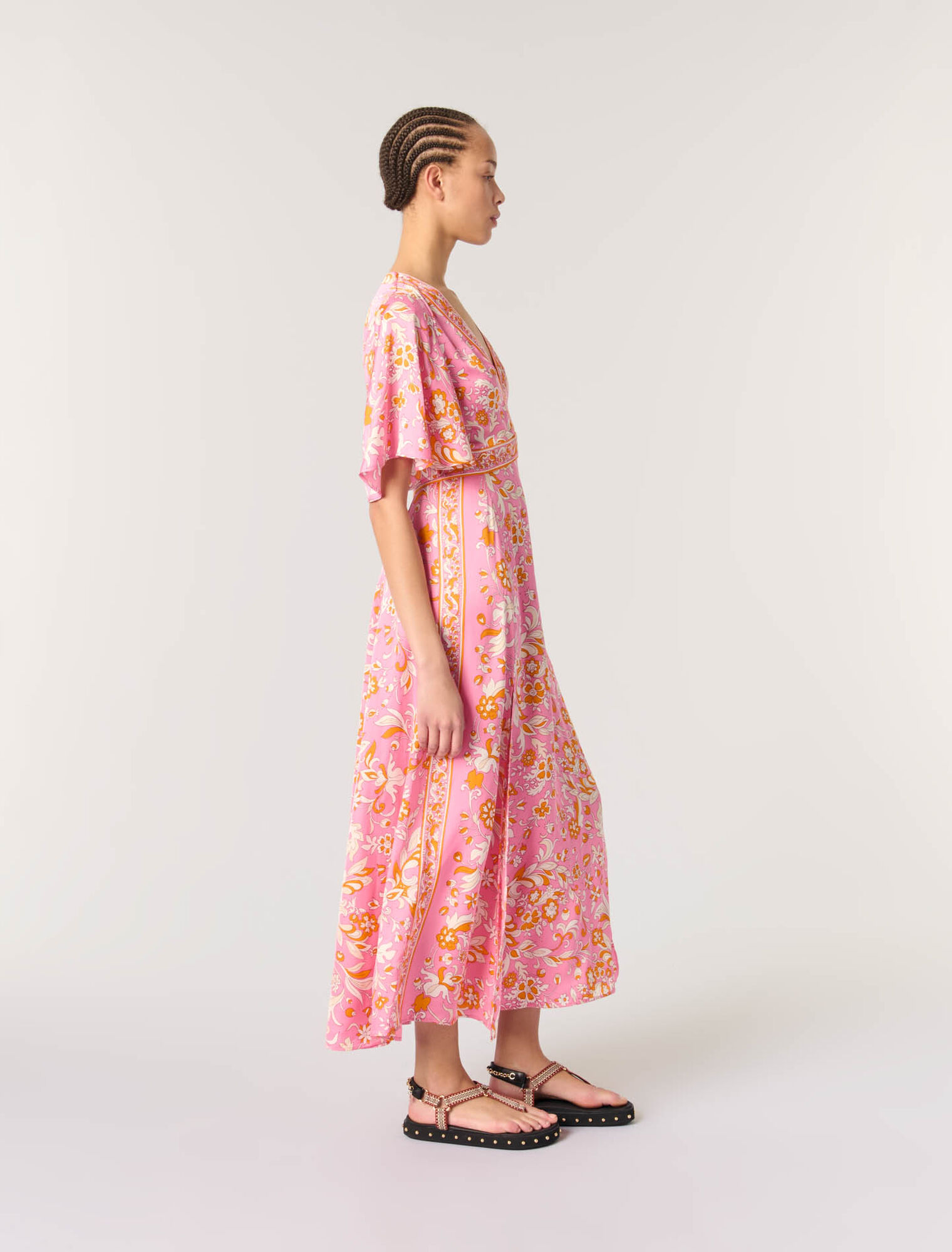 Patterned flowing maxi dress
