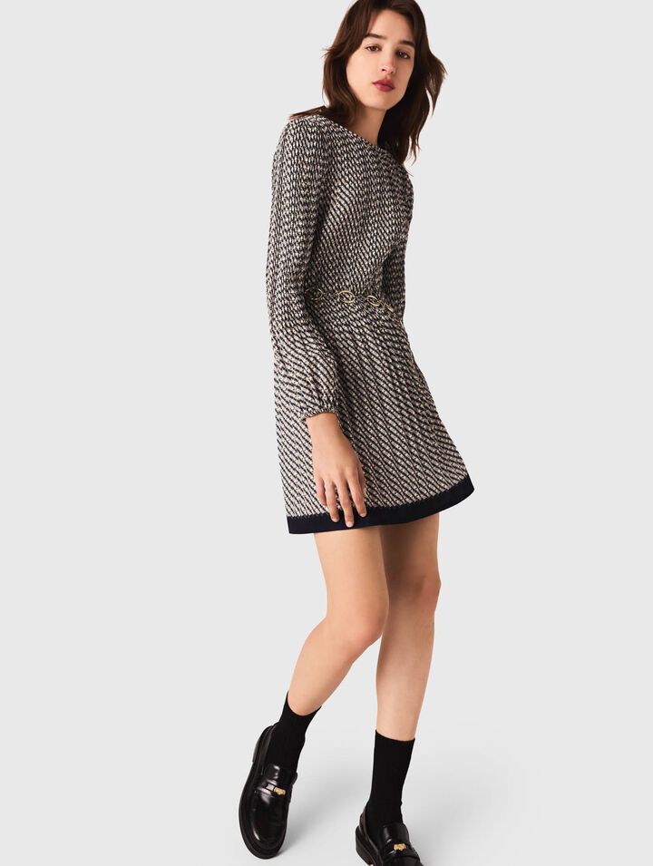 Patterned pleated dress