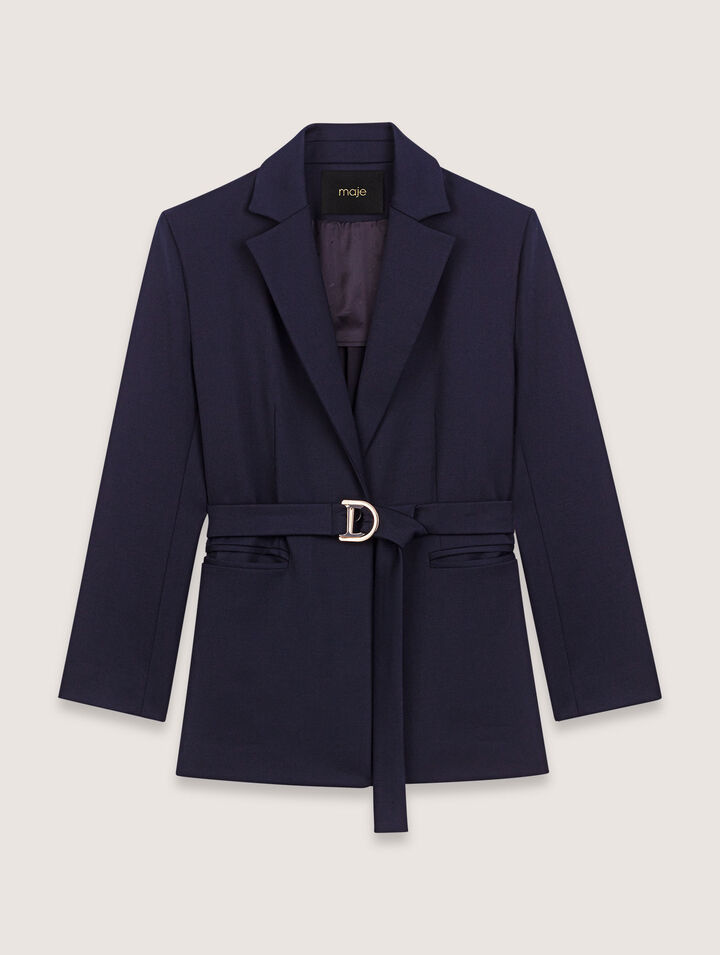 Suit jacket with pleated back