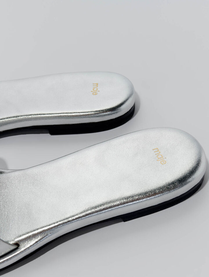 Studded leather mules