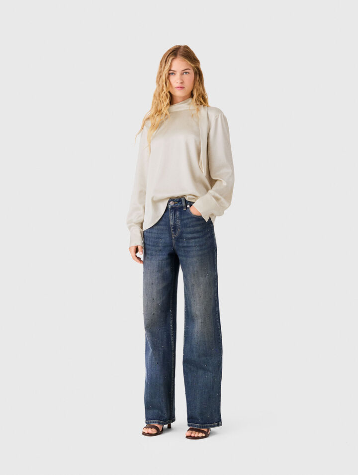 Satin blouse with draped back