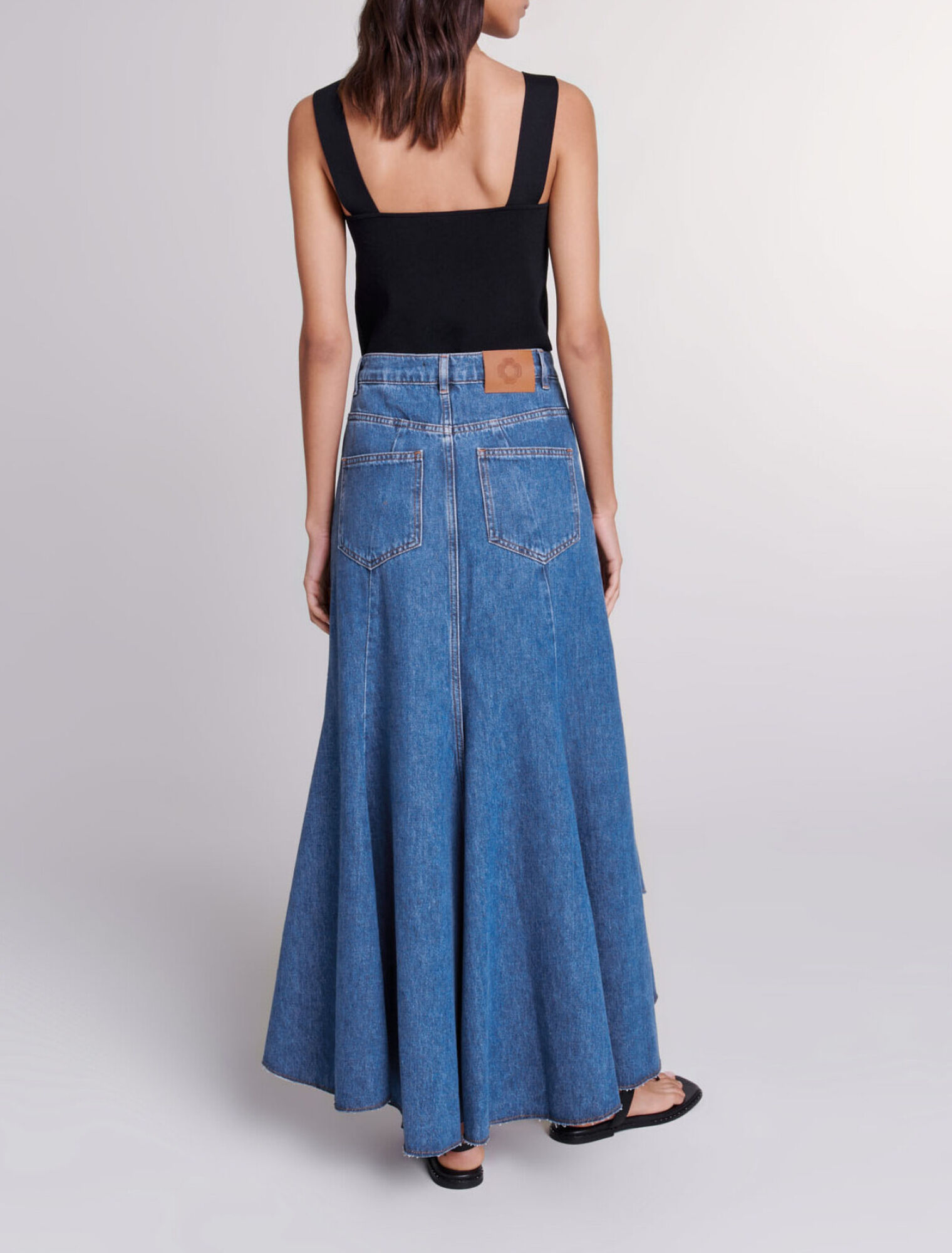 Asymmetrical denim skirt
