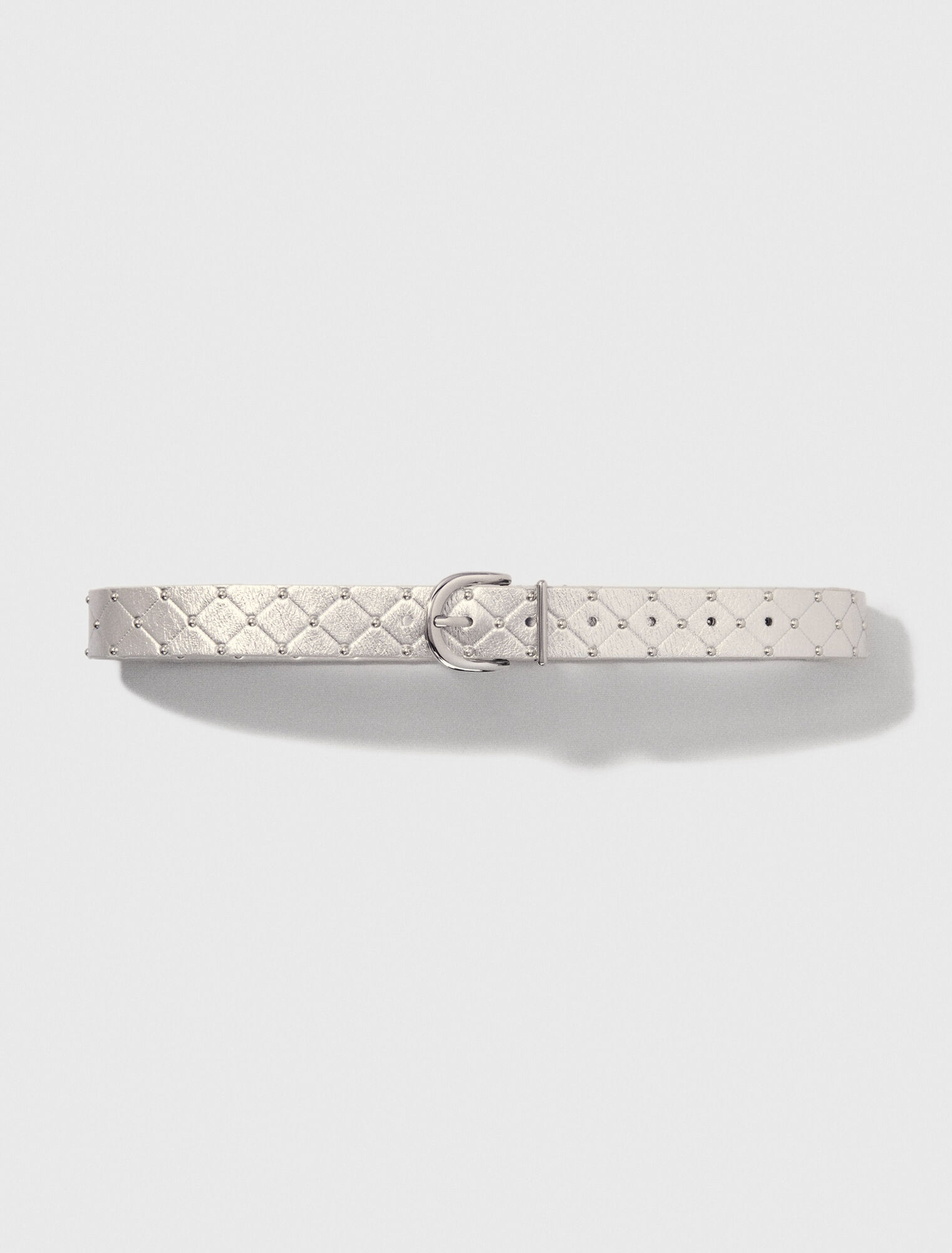 Quilted metallic leather belt