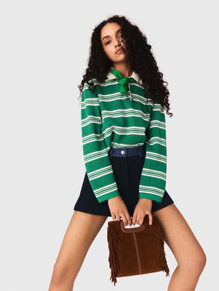 Cropped striped polo jumper