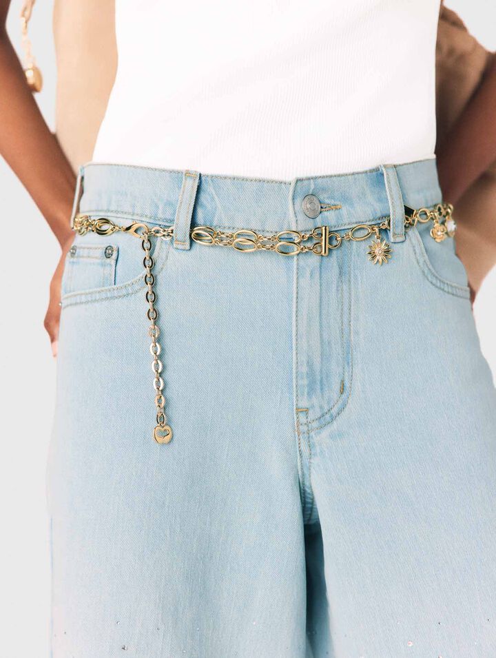 Double chain belt with charms