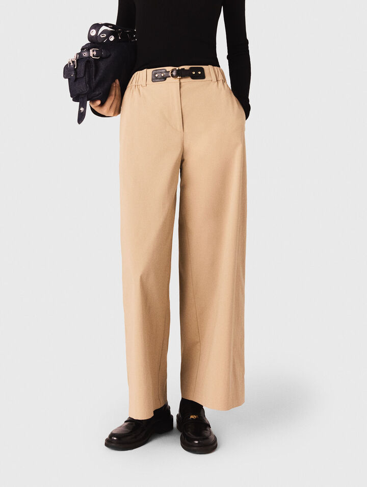 Wide-leg cotton trousers